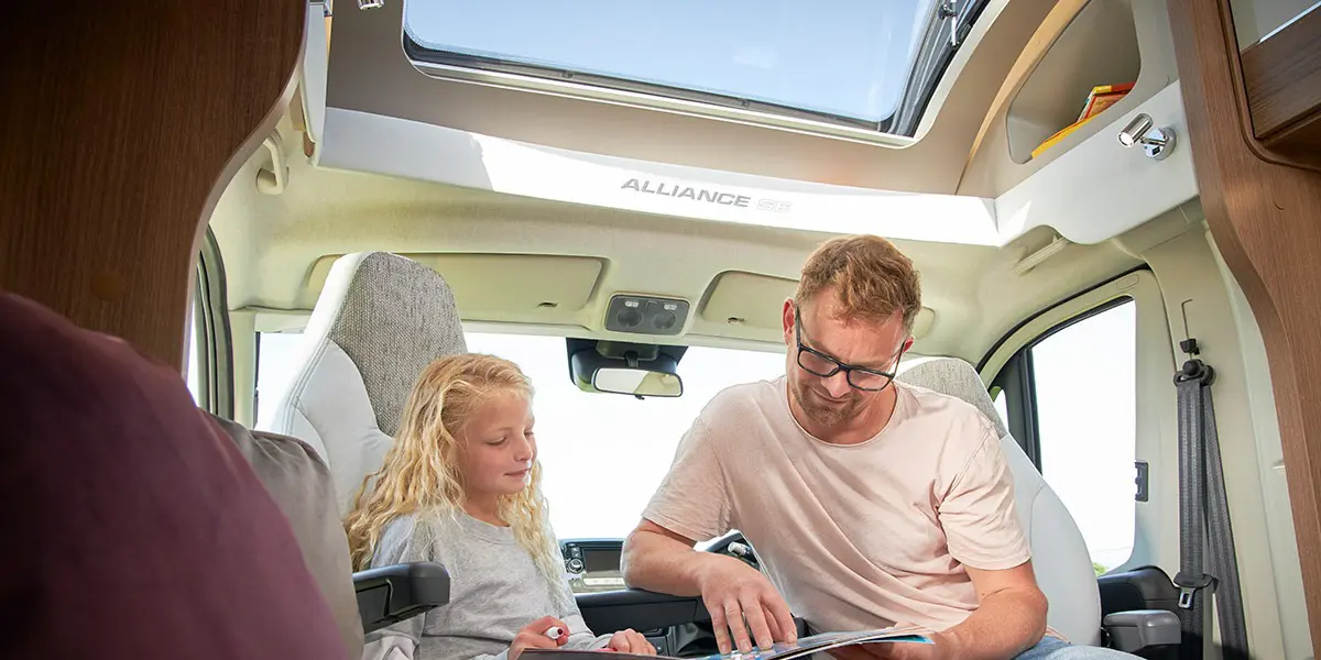Double glazed opening sky view over cab window with blind and illuminated internal surround (all models)