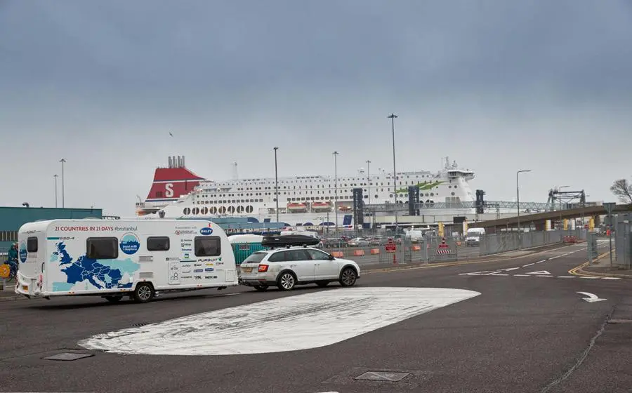 Picture of caravans boarding the Stena Line ferry