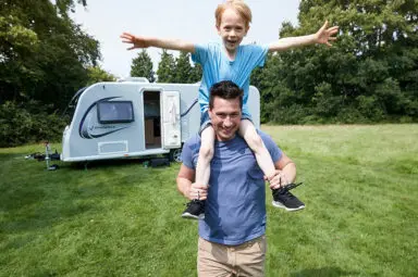 Father and son having some family fun next to their Bailey Phoenix Plus