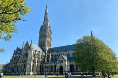 Salisbury Cathedral on a sunny day