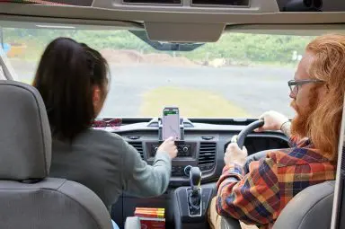 Bailey Endeavour couple driving in cab