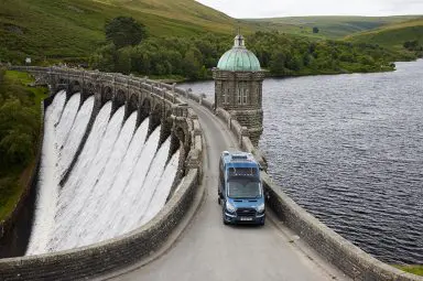 A Bailey Endeavour campervan on an aqueduct