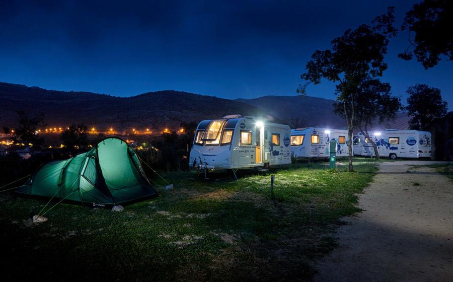 View on the campsite in the evening