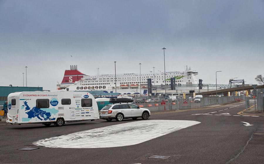 Picture of caravans boarding the Stena Line ferry