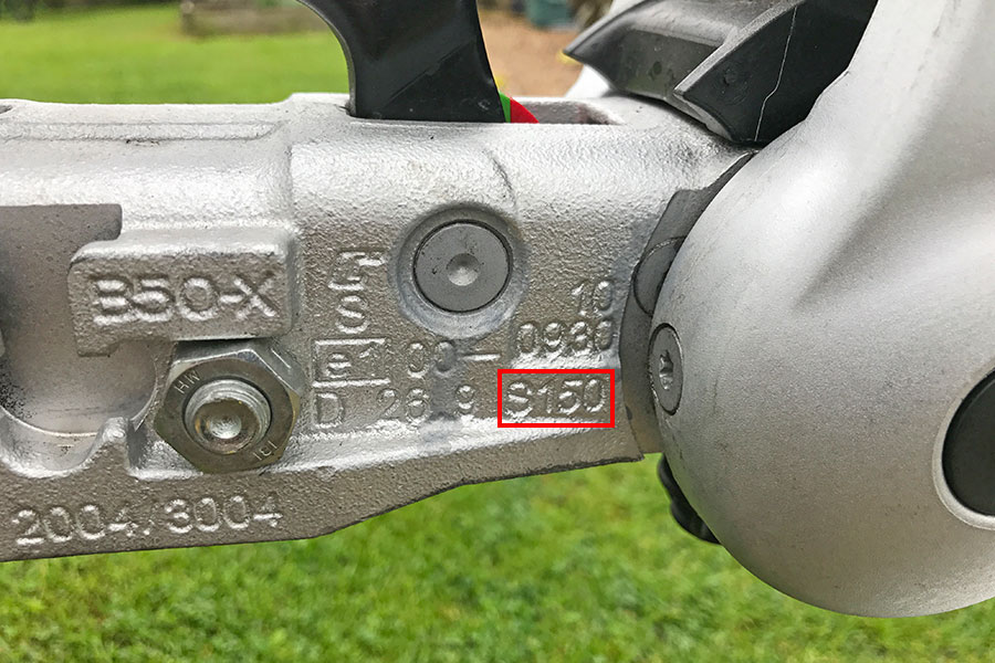 An example of the caravan chassis limit stamped onto the AL-KO hitch