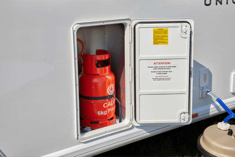 Arriving on site Caravan gas system Bailey of Bristol