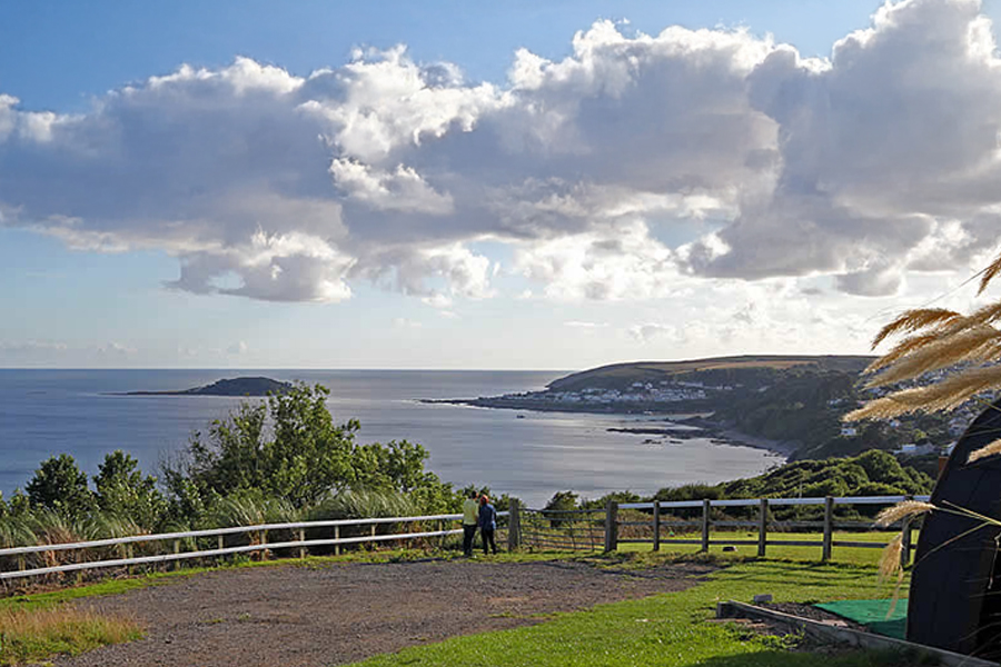 The view from Bay View Farm campsite. Courtesy of: https://www.looebaycaravans.co.uk/camping.htm