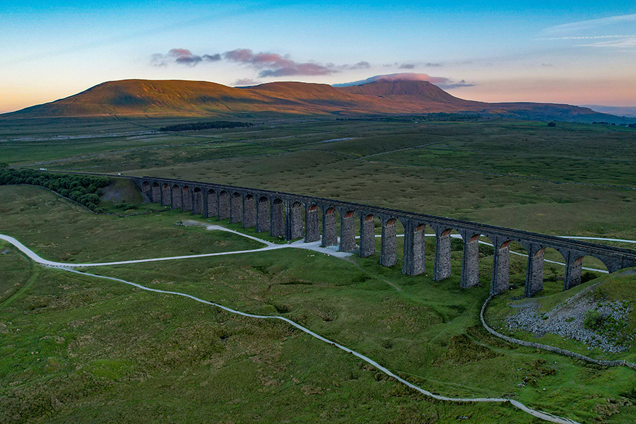 The Ribblehead viaduct seen from above. Photo by Mark mc neill on Unsplash