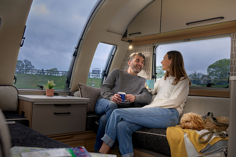 A couple sat inside their Bailey Pegasus Grande