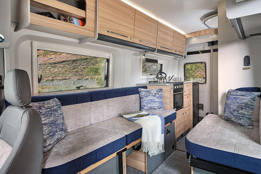 The front lounge space of a Bailey Endeavour B64