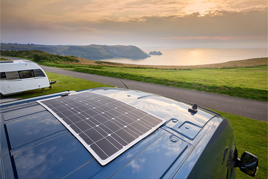 A solar panel on a Bailey campervan