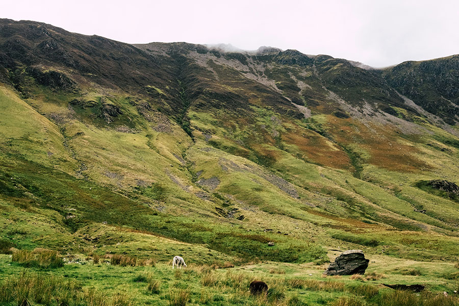 Looking up at Honister Pass, Keswick, UK