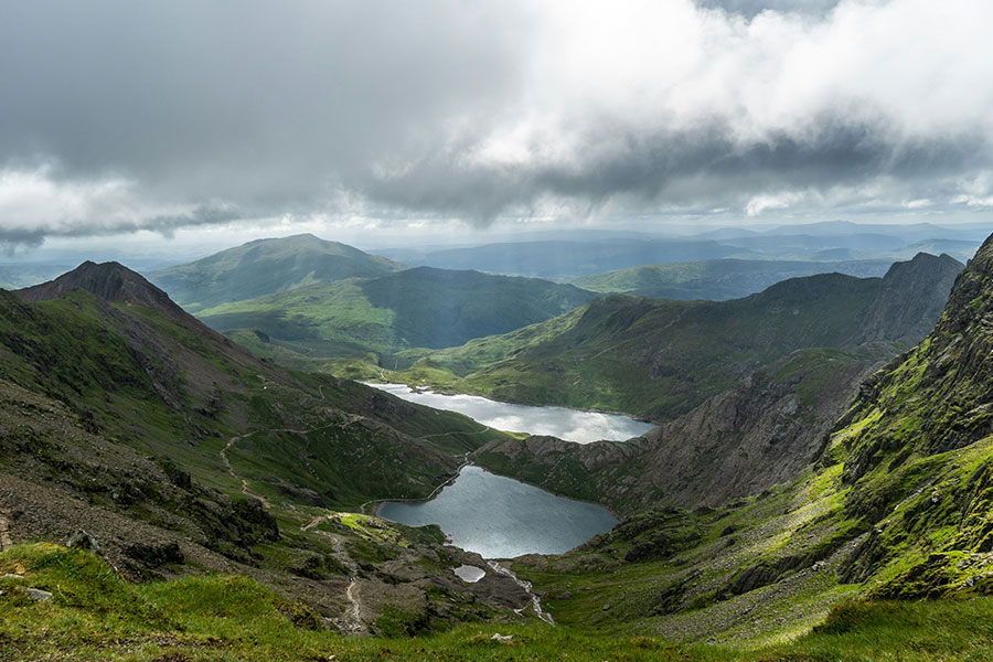 Looking down across the Miners Trail, Snowdonia National Park.